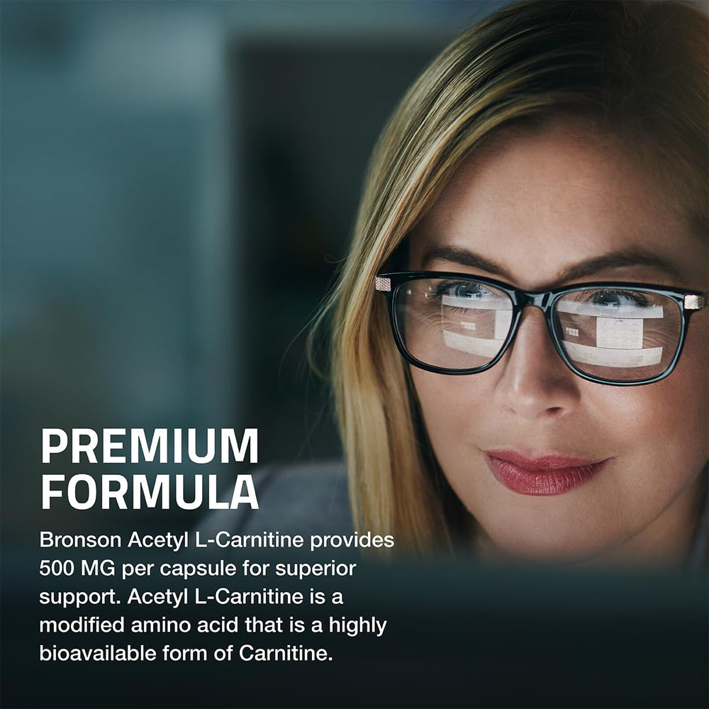 Close-up of Bronson Acetyl L-Carnitine capsules