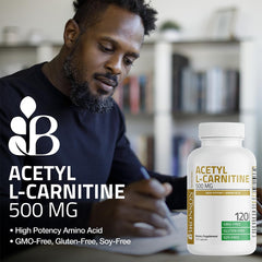 Non-GMO, gluten-free and soy-free Bronson Acetyl L-Carnitine 500 mg