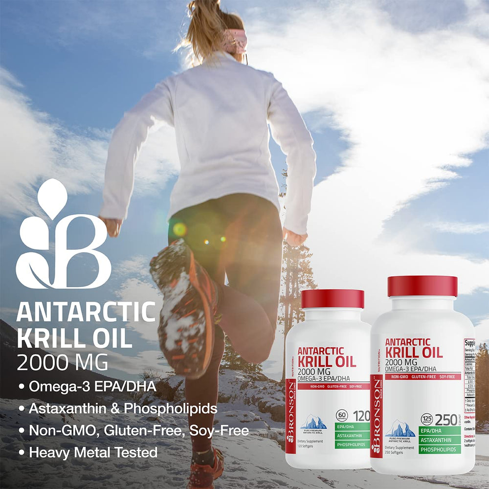 Close-up of Bronson Krill Oil softgels
