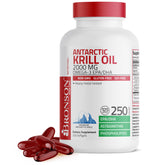 Bronson Antarctic Krill Oil bottle with 250 softgels