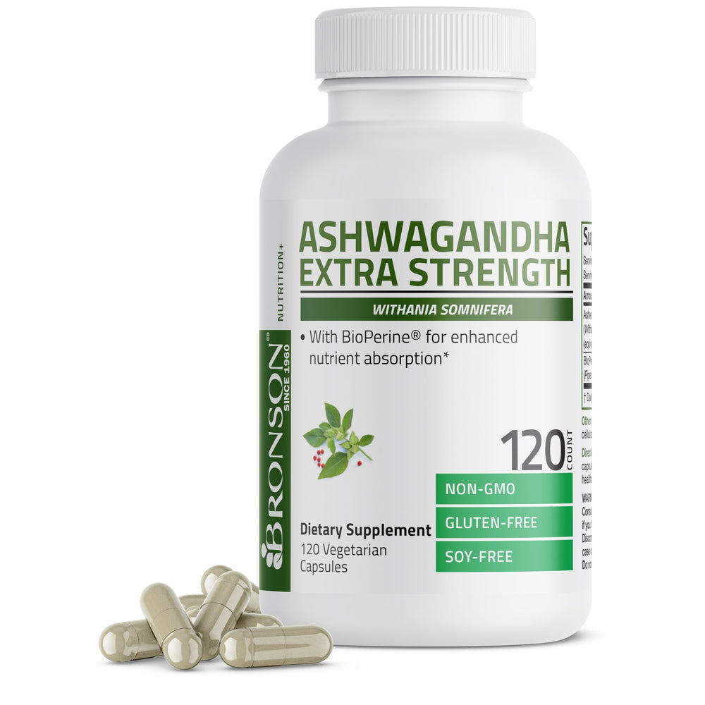 Bronson Ashwagandha Extra Strength bottle with BioPerine