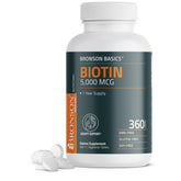 Bronson Biotin 5,000 MCG bottle containing 360 vegetarian tablets