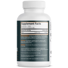 Close-up of Bronson Biotin 5,000 MCG label
