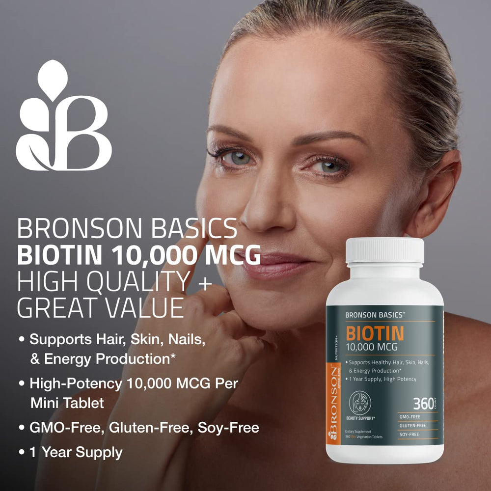 Close-up of Bronson Biotin mini tablet