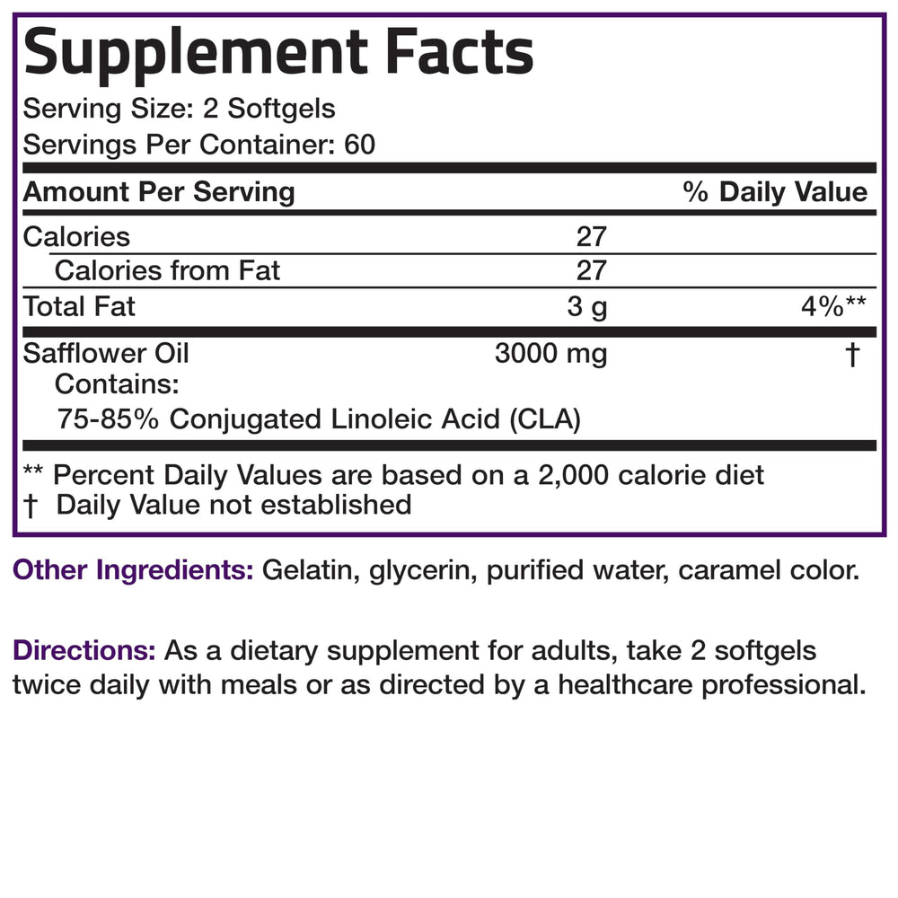 Close-up of Bronson CLA 3000 bottle with 120 softgels