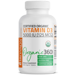 USDA Organic certification seal on Bronson Vitamin D3 bottle