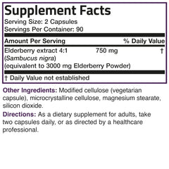180 vegetarian capsules in the Bronson Elderberry Extra Strength bottle