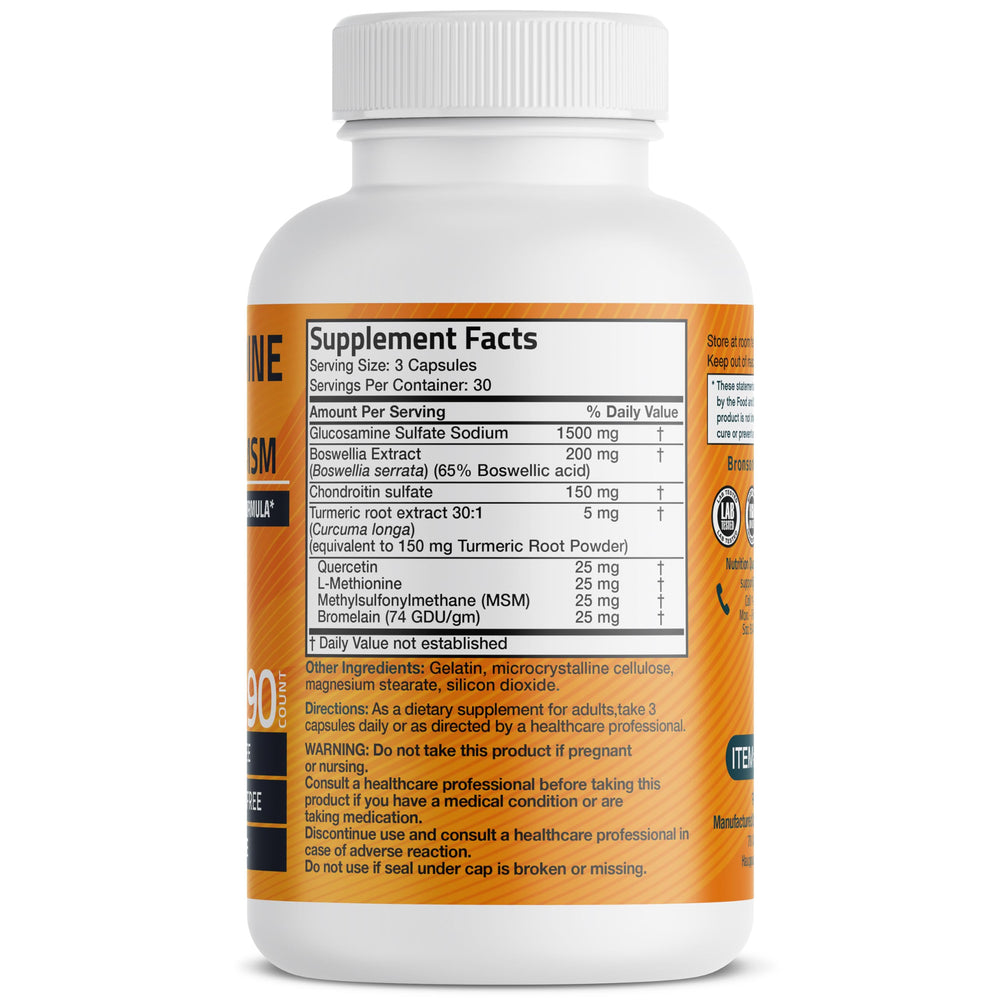 Product pack shot of Bronson joint health formula 90 capsules