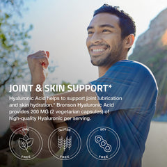 Capsules in bottle of Bronson Hyaluronic Acid 200 mg