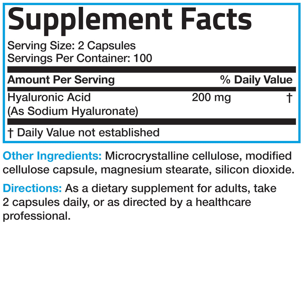 Bronson Hyaluronic Acid 200 mg bottle with capsules