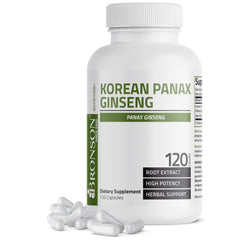 Bronson Korean Panax Ginseng bottle front with 120 capsules