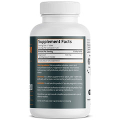 Close-up of Bronson Magnesium 500mg vegetarian tablets