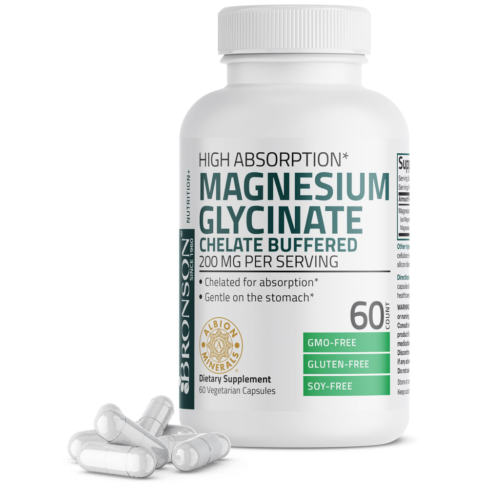Bronson Magnesium Glycinate 200 mg bottle front view