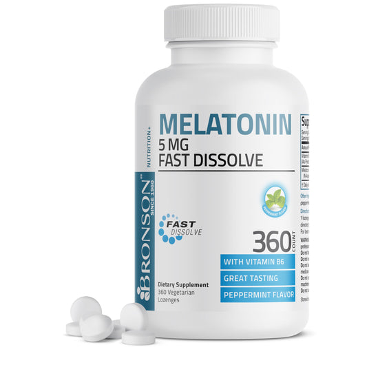 Bronson Melatonin 5mg fast-dissolve peppermint lozenges bottle