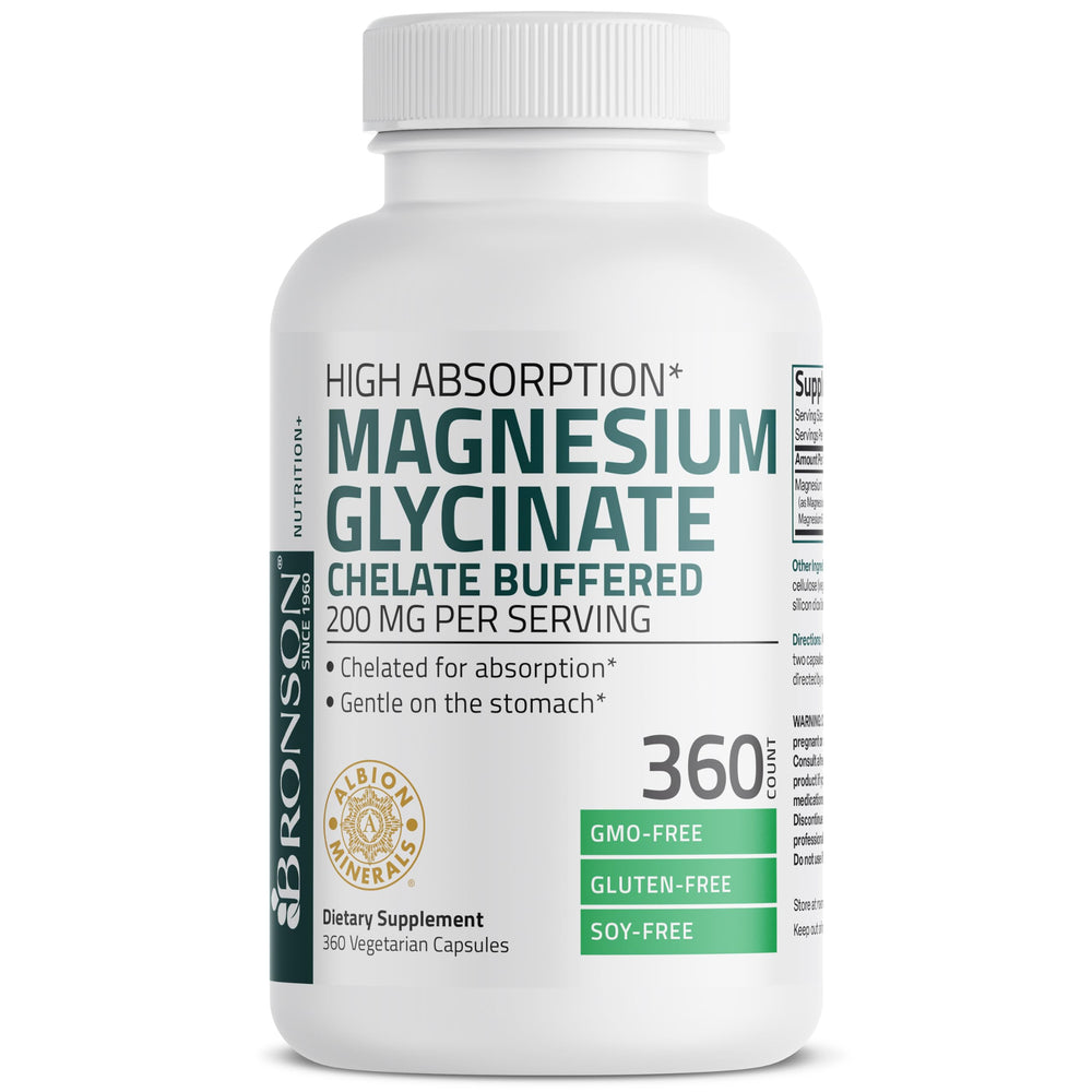 Non-GMO and gluten-free certification on Bronson Magnesium Glycinate