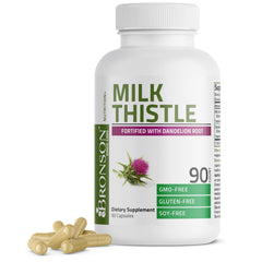Bronson Milk Thistle 90 capsules bottle - front view