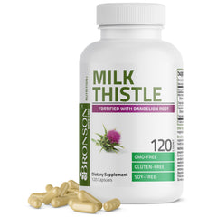 Bottle front view of Bronson Milk Thistle with Dandelion Root