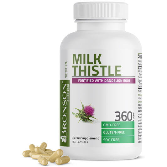 Bronson Milk Thistle Silymarin Marianum & Dandelion Root bottle front label