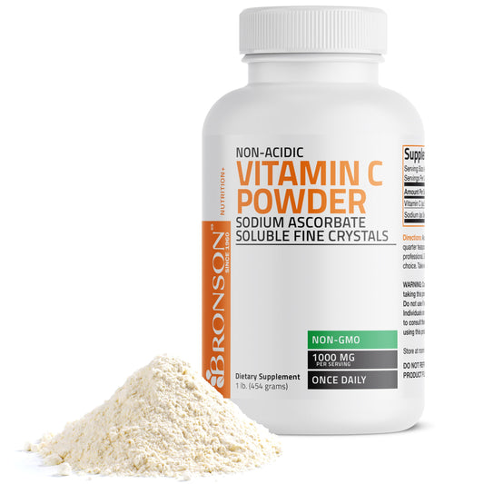 Bronson Non Acidic Vitamin C Powder Sodium Ascorbate 1 lb packaging