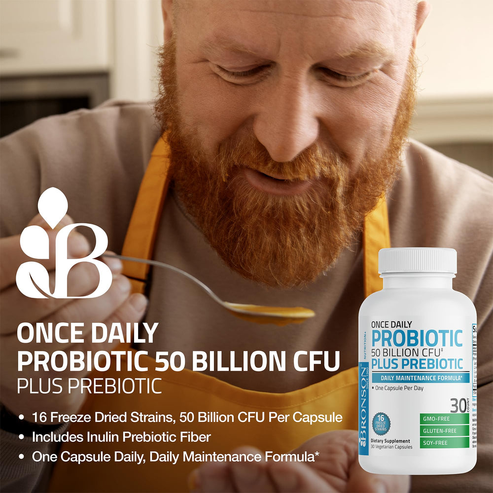 Inulin prebiotic fiber included in Bronson probiotic