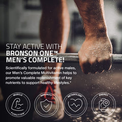 Label showing vitamins and minerals for Bronson ONE Daily Men's Complete Multivitamin