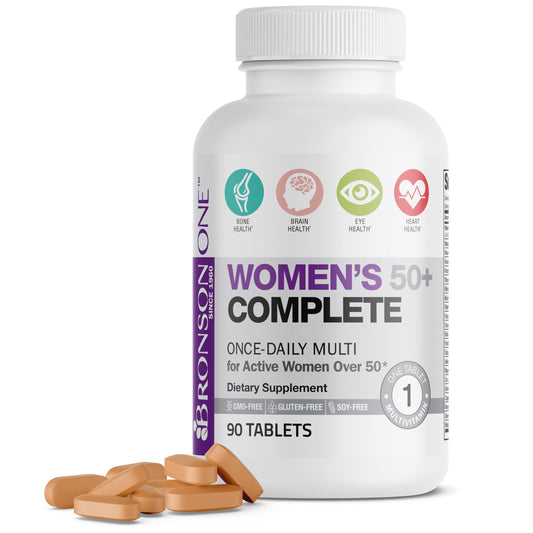 Front view of Bronson ONE Daily Women’s 50+ 90-tablets bottle