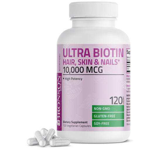 Bronson Ultra Biotin 10,000 mcg bottle label