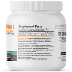 Bronson Vitamin C Powder 1kg bottle label viewed