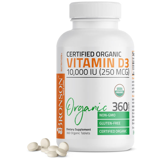 Bronson Vitamin D3 10,000 IU Organic Bottle - 360 Tablets