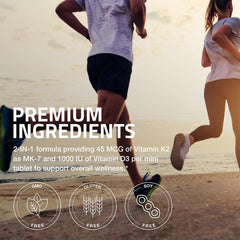 Bronson Vitamin K2 + D3 Minis packaging backside with supplement facts