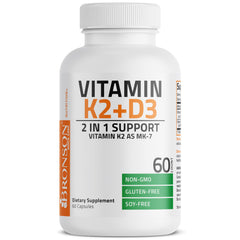 60 capsules per bottle of Bronson Vitamin K2 D3 MK-7