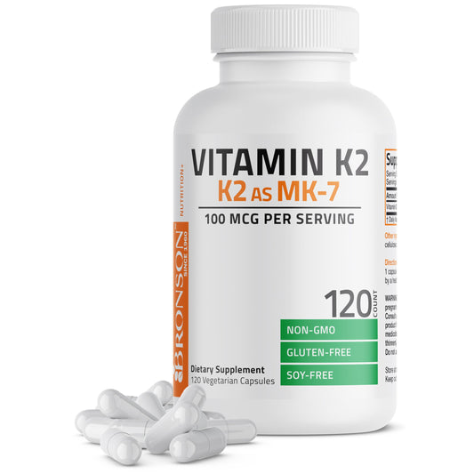 Bronson Vitamin K2 MK-7 100 mcg bottle with 120 capsules