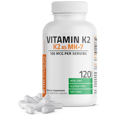 Bronson Vitamin K2 MK-7 100 mcg bottle with 120 capsules