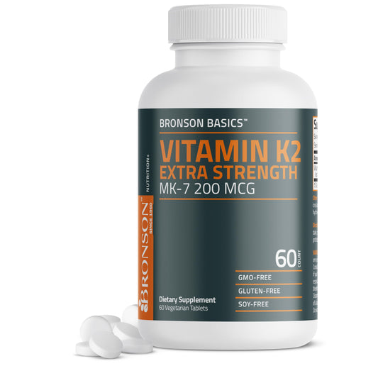 Hero image of Bronson Vitamin K2 MK-7 200 mcg Extra Strength 60 vegetarian tablets