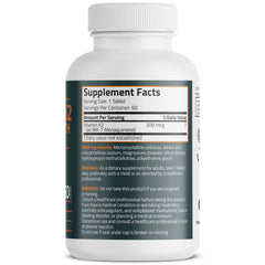 Close-up of Bronson Vitamin K2 MK-7 200 mcg vegetarian tablet