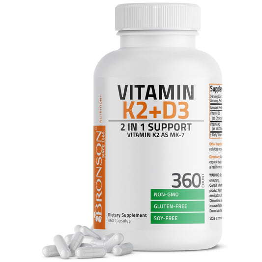 Bronson Vitamin K2 MK-7 with D3 360-capsule bottle