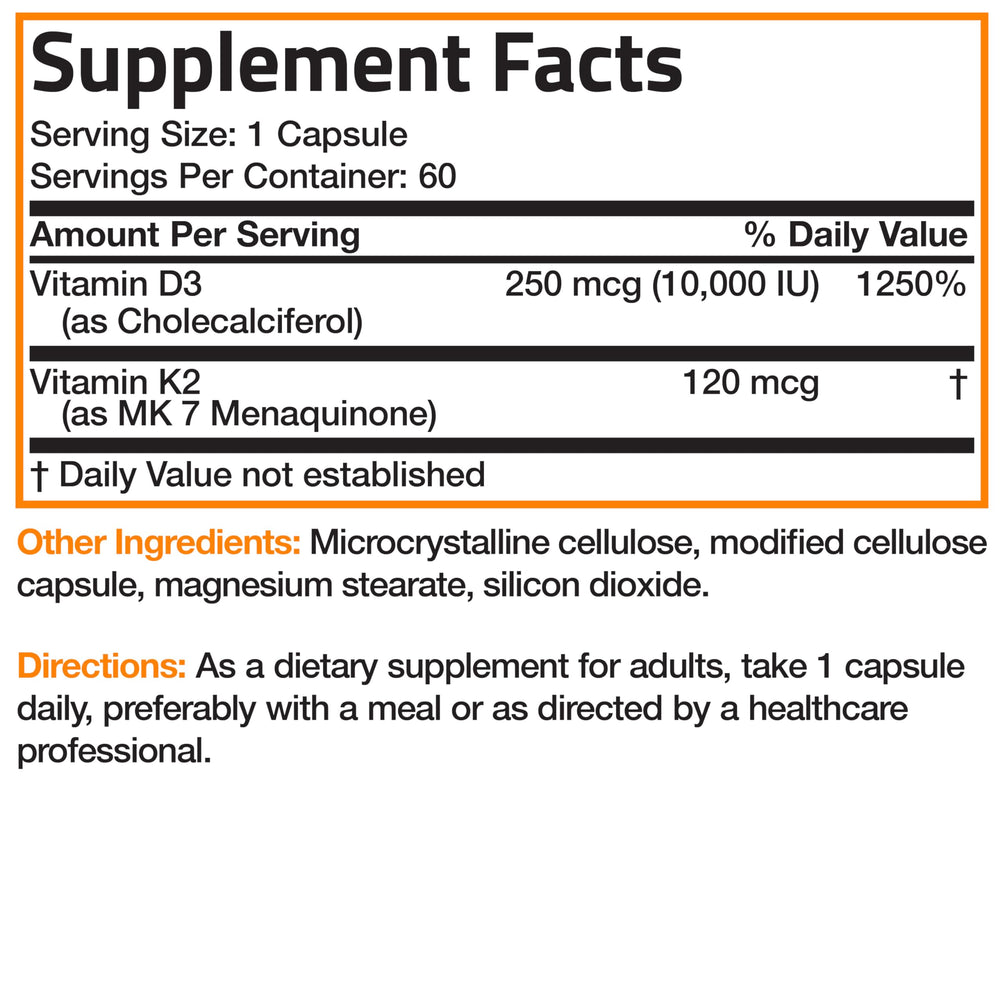 Nutrition facts and dosage information on Bronson label