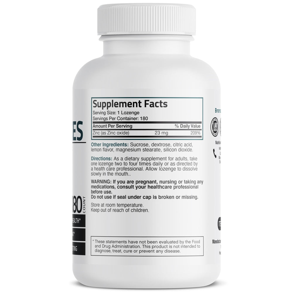 Close-up of Bronson Zinc Lozenges lemon-flavored tablets