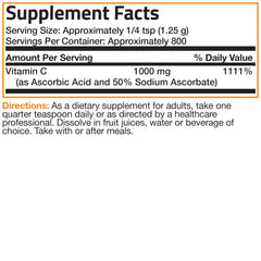 Ingredients label for Bronson Buffered Vitamin C Powder