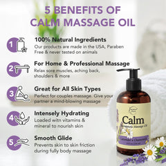 Brookethorne Naturals Calm Massage Oil 8oz label