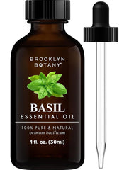 Brooklyn Botany Basil Essential Oil bottle - 1 oz amber glass