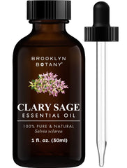 Brooklyn Botany Clary Sage Essential Oil 1 Oz bottle with dropper