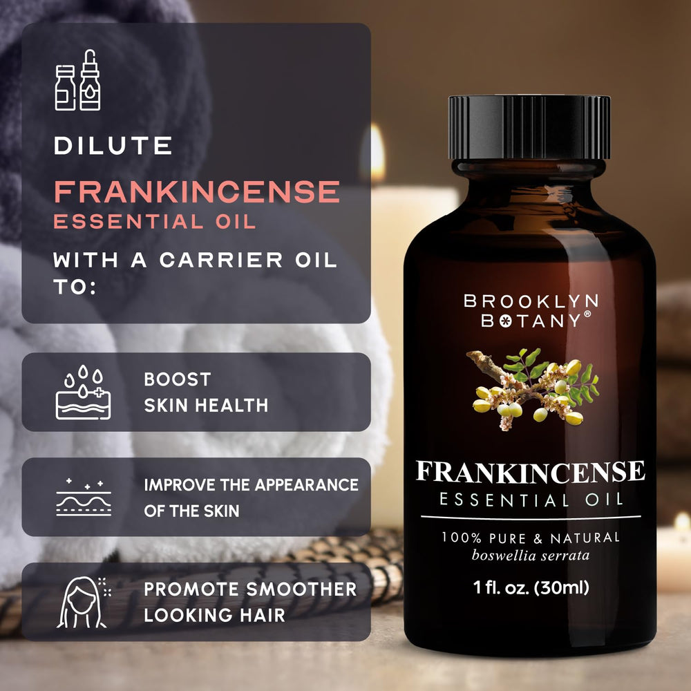 Packaging of Brooklyn Botany frankincense essential oil