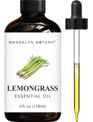 4 oz amber glass bottle of Brooklyn Botany Lemongrass Essential Oil