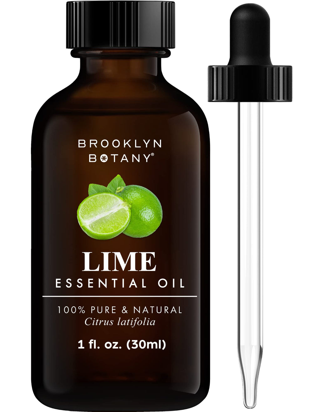 Front view of Brooklyn Botany Lime Essential Oil bottle, 1 oz