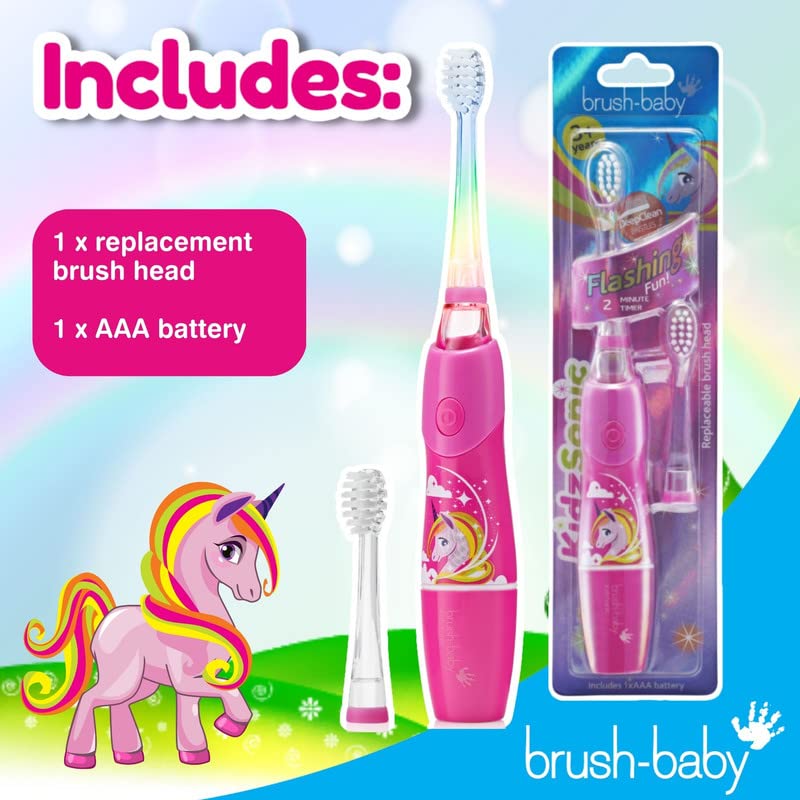 Unicorn flashing lights display on the KidzSonic toothbrush