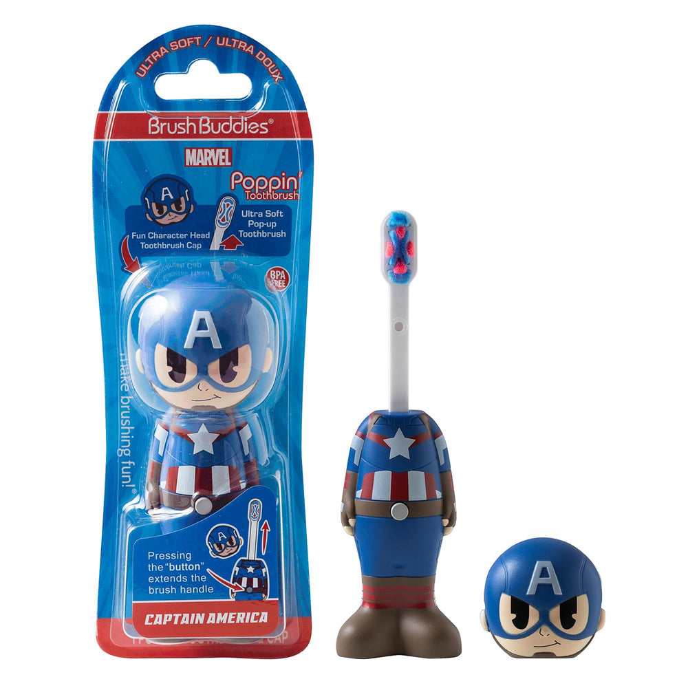 Brush Buddies Captain America kids toothbrush front view