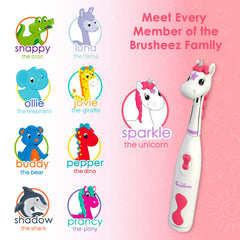 Child using the Brusheez electric toothbrush