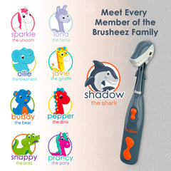 Brusheez Shadow the Shark stand with brushing chart