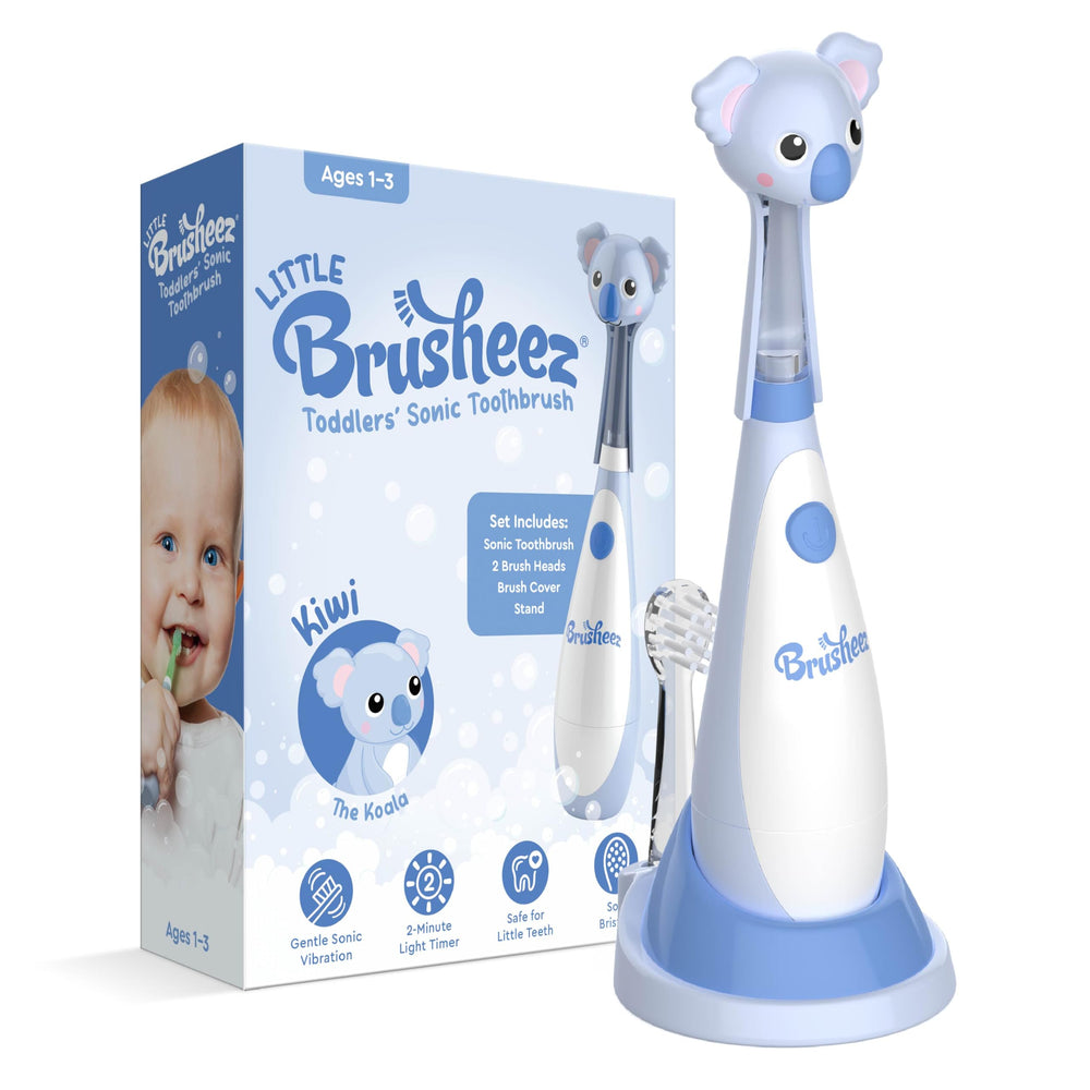Front view of Brusheez Toddlers Sonic Toothbrush featuring Kiwi the Koala character